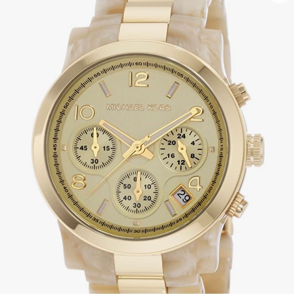 Michael Kors Women's Watch Chronograph Horn Gold Designer Ladies Watch MK5139